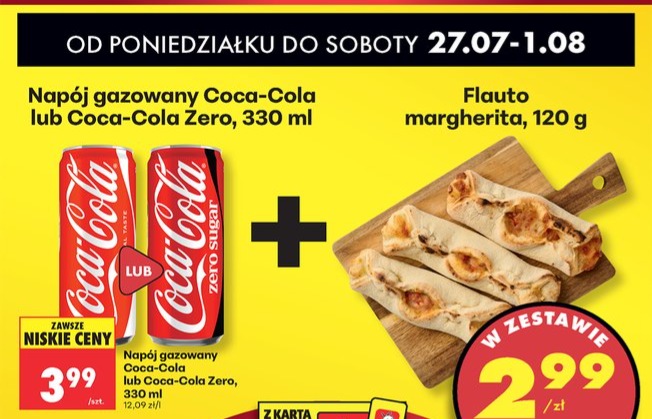 zestaw napój gazowany cola 330ml + flauto margherita 120g