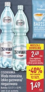 woda mineralna niegazowana lekko gazowana