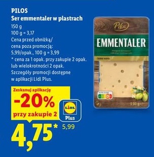 Ser emmentaler w plastrach