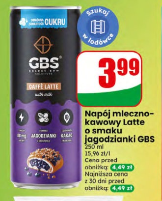 Napój mleczno-kawowy latte o smaku jagodzianki