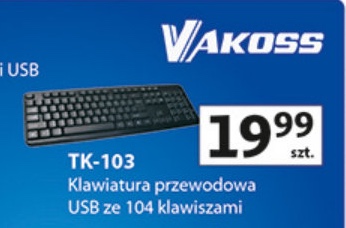 Klawiatura przewodowa USB ze 104 klawiszami TK-103