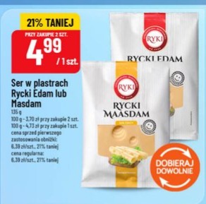 Ser w plastrach Rycki Edam lub Maasdam