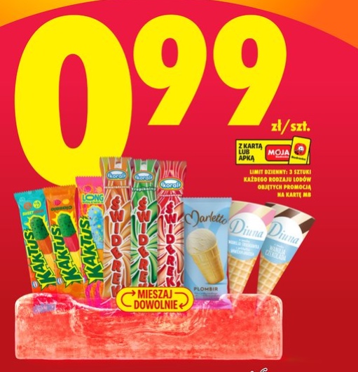 wybrane lody w rożku i na patyku
