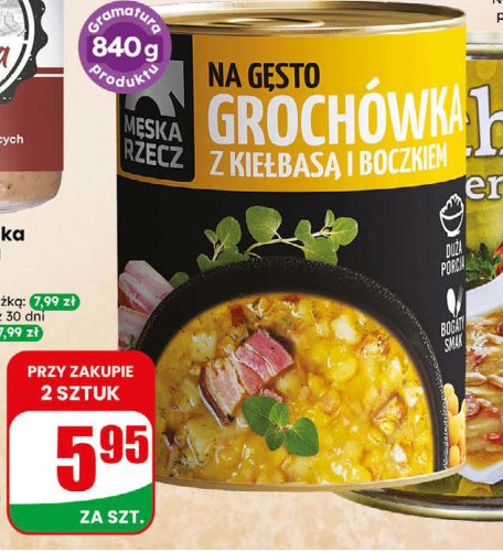 Grochówka z kiełbasą i boczkiem