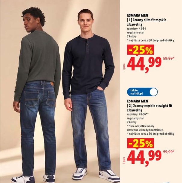 Jeansy slim fit męskie