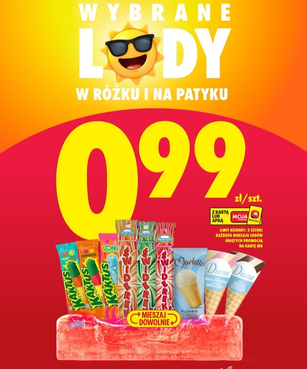 lody w rożku i na patyku