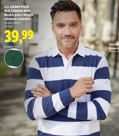 Męskie polo z długim rękawem z bawełną