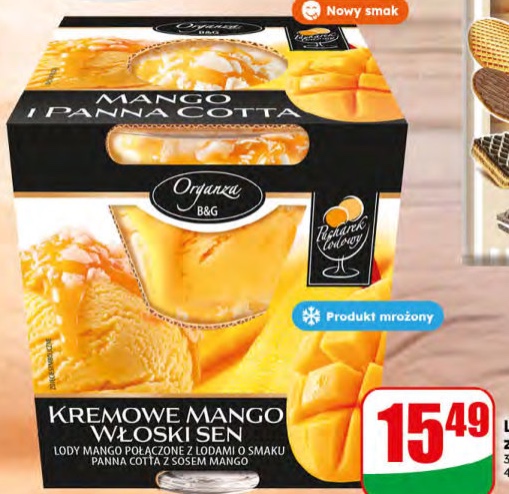 Lody w pucharku mango panna cotta z sosem mango