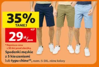 spodenki męskie z 5 kieszeniami lub typu chino