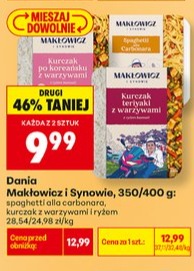 Dania spaghetti alla carbonara, kurczak z warzywami i ryżem