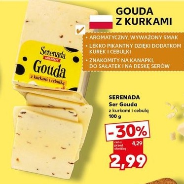 ser żółty gouda z kurkami i cebulą