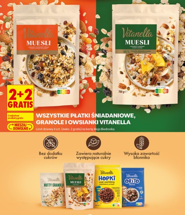 Wszystkie płatki śniadaniowe, granole i owsianki