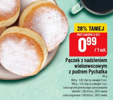 Pączek z nadzieniem wieloowocowym z pudrem