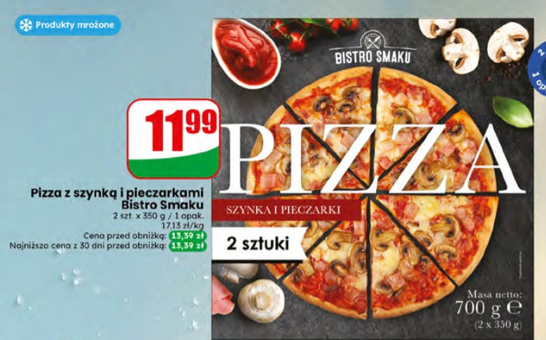 Pizza z szynką i pieczarkami