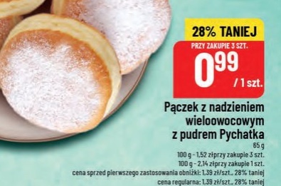 Pączek z nadzieniem wieloowocowym z pudrem