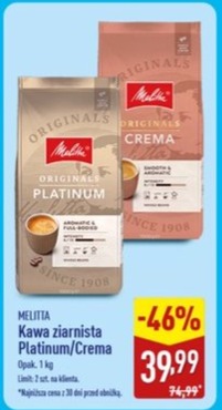 Kawa ziarnista Platinum/Crema