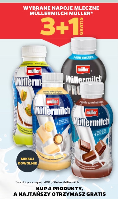 napój mleczny Müllermilch różne rodzaje