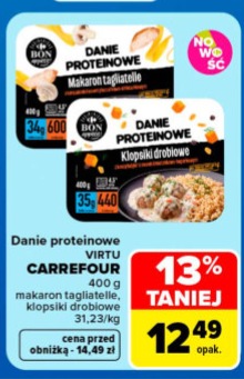 Danie proteinowe makaron tagliatelle, klopsiki drobiowe