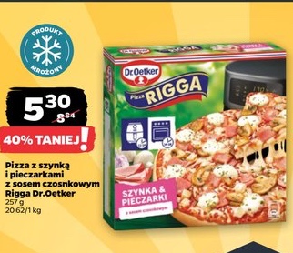 Pizza z szynką i pieczarkami z sosem czosnkowym