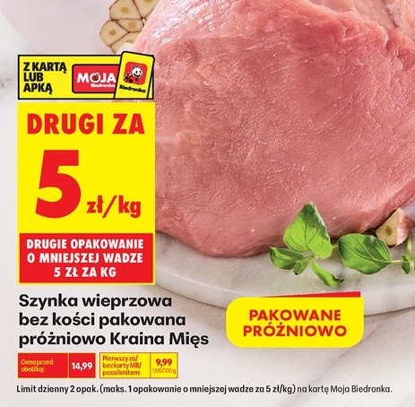 Szynka wieprzowa bez kości pakowana próżniowo