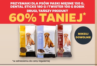 Przysmaki dla psów paski mięsne, dental sticks, twister