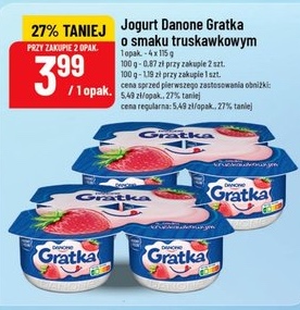 Jogurt Danone Gratka o smaku truskawkowym
