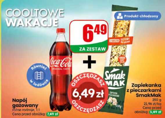 zestaw napój gazowany cola + zapiekanka z pieczarkami