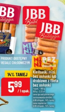 Kiełbaski mini bez osłonki lub drobiowe z fileta bez osłonki
