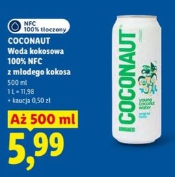 Woda kokosowa 100% tłoczona z młodego kokosa