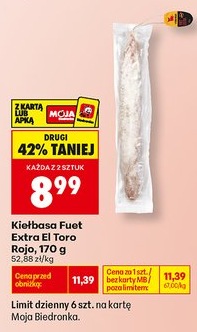 Kielbasa fuet extra el toro rojo