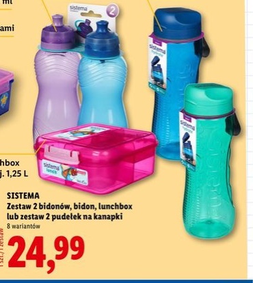 Zestaw 2 bidonów, bidon, lunchbox lub zestaw 2 pudełek na kanapki