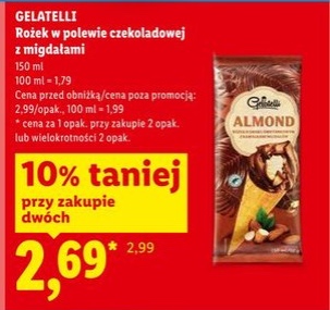 rożek lodowy w polewie czekoladowej z migdałami