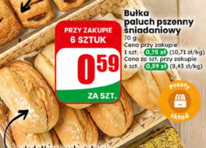 bułka paluch pszenny śniadaniowy