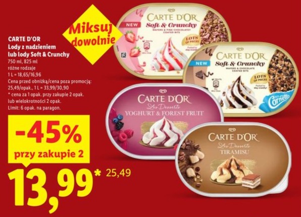 Lody z nadzieniem lub lody Soft & Crunchy