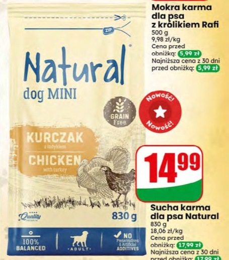 Sucha karma dla psa Natural dog MINI kurczak z indykiem