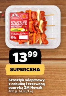 Szaszłyk wieprzowy z cebulką i czerwoną papryką