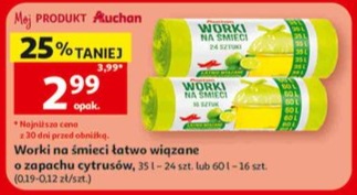 worki na śmieci łatwo wiązane o zapachu cytrusów