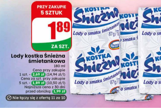 lody kostka śnieżna śmietankowa