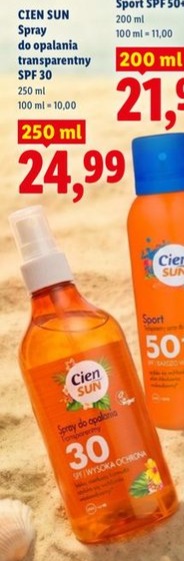 transparentny spray do opalania SPF 30