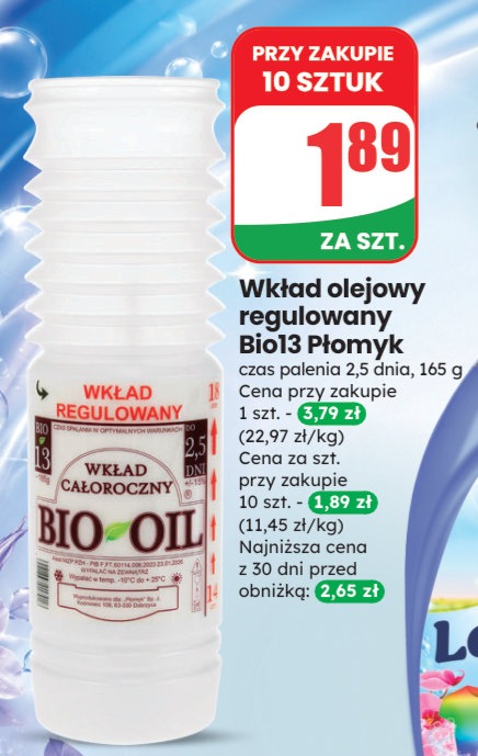 wkład olejowy regulowany