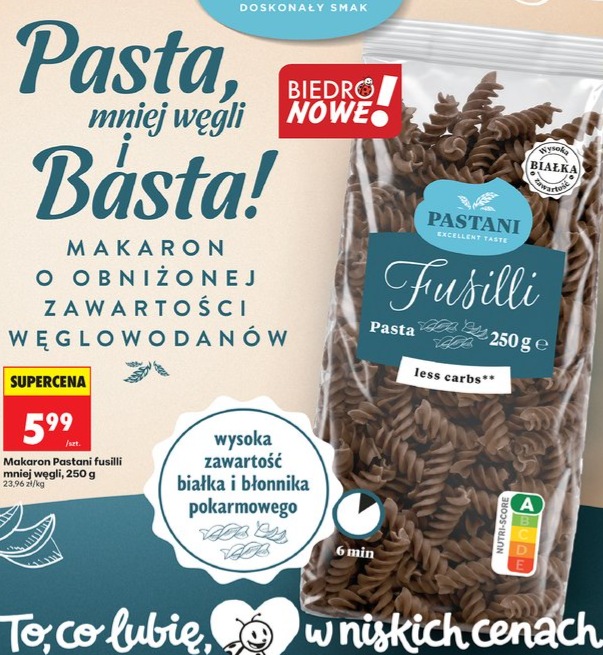 Makaron fusilli niskie IG