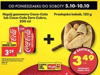 Zestaw napój gazowany coca-cola lub coca-cola zero cukru 200 ml + przekąska kebab 120 g