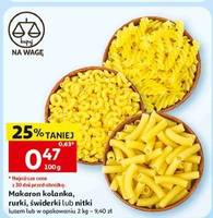 Makaron kolanka, rurki, świderki lub nitki