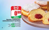 Pączek z nadzieniem wieloowocowym i pudrem