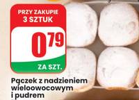 Pączek z nadzieniem wieloowocowym i pudrem